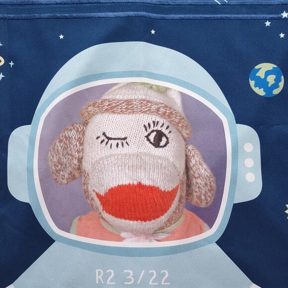Sock Monkey Astronaut Pillow Sham Space Planets Kid Decor Size 27in x 22in NWOT - Picture 4 of 9